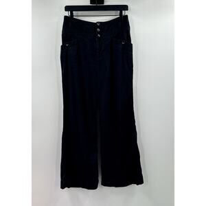 Anthropologie Dark Grey Linen Blend Wide Leg Baggy Pant Size 6